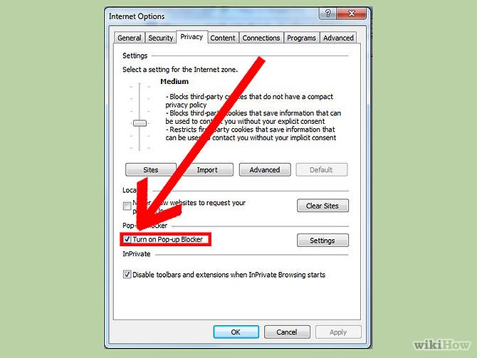 how to turn off pop up blocker on internet explorer